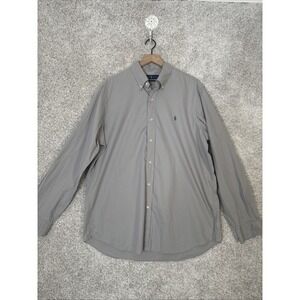 POLO RALPH LAUREN Mens Classic Fit Stretch Oxford Shirt in Grey Size XL